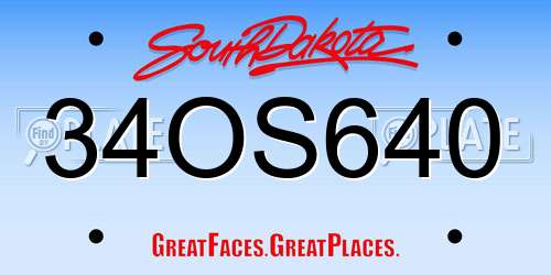 34OS640 South Dakota License Plate