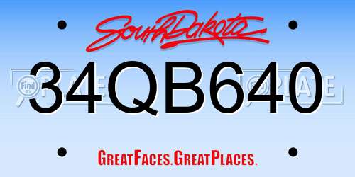 34QB640 South Dakota License Plate