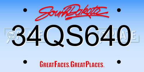 34QS640 South Dakota License Plate