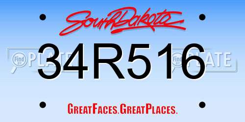 34R516 South Dakota License Plate