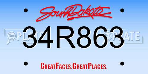 34R863 South Dakota License Plate