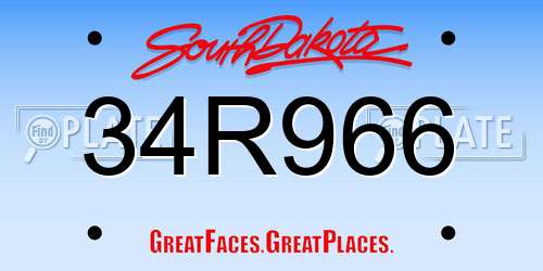 34R966 South Dakota License Plate
