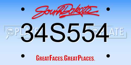 34S554 South Dakota License Plate