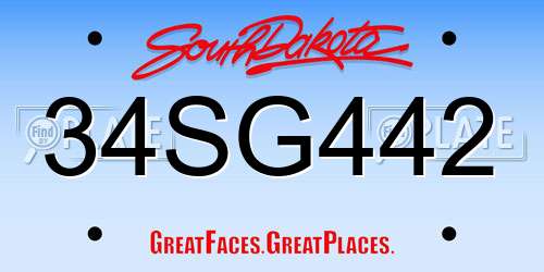 34SG442 South Dakota License Plate
