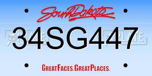 34SG447 South Dakota License Plate