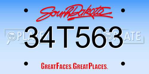 34T563 South Dakota License Plate