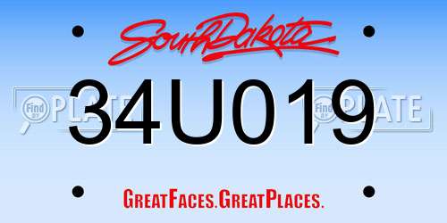 34U019 South Dakota License Plate