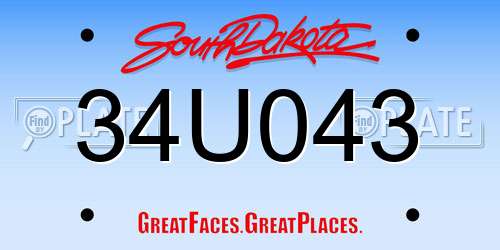 34U043 South Dakota License Plate