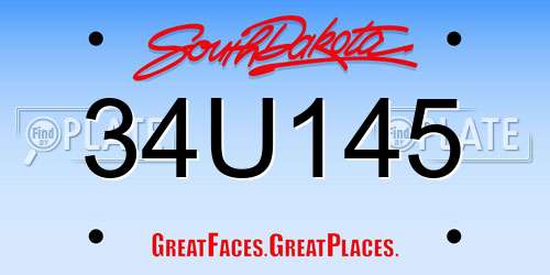 34U145 South Dakota License Plate