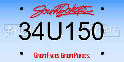 34U150 South Dakota License Plate