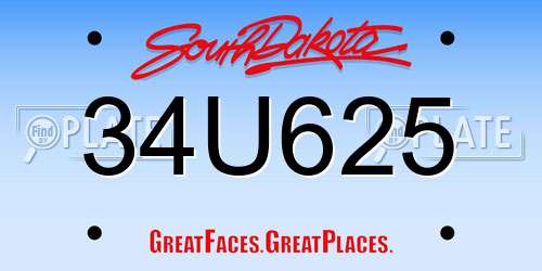 34U625 South Dakota License Plate