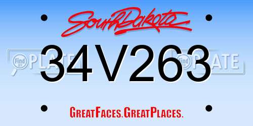 34V263 South Dakota License Plate