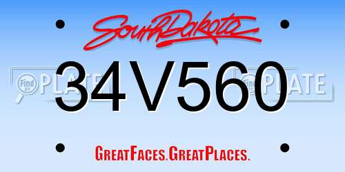 34V560 South Dakota License Plate