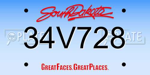 34V728 South Dakota License Plate