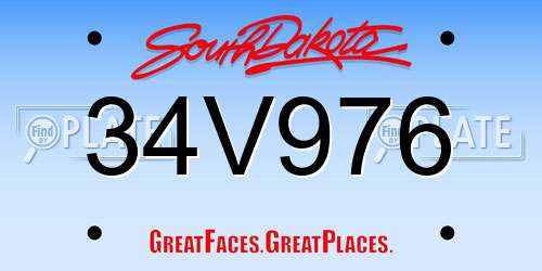 34V976 South Dakota License Plate