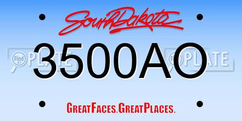 3500AO South Dakota License Plate