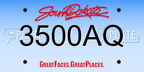 3500AQ South Dakota License Plate