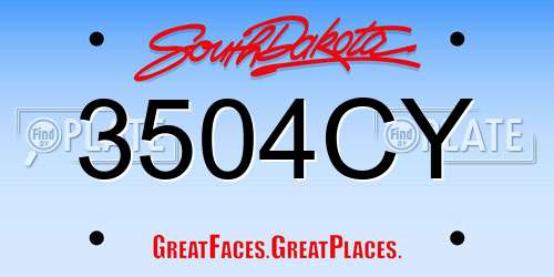 3504CY South Dakota License Plate