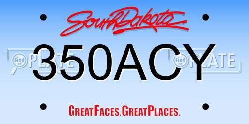 350ACY South Dakota License Plate