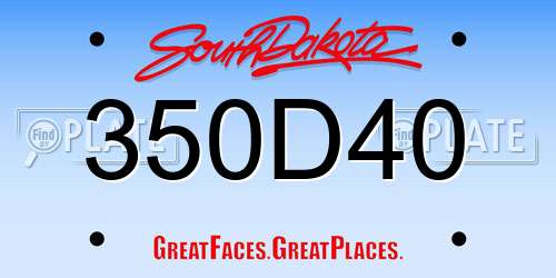 350D40 South Dakota License Plate
