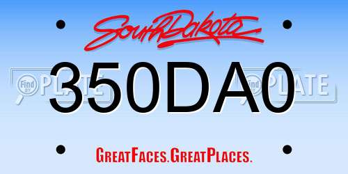 350DA0 South Dakota License Plate