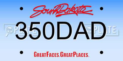 350DAD South Dakota License Plate