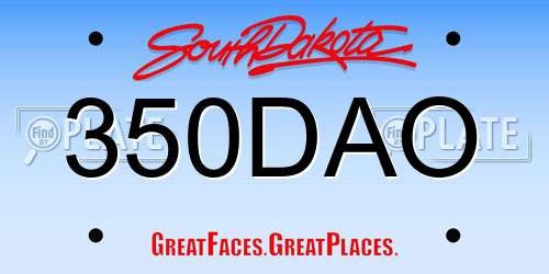 350DAO South Dakota License Plate