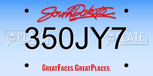 350JY7 South Dakota License Plate