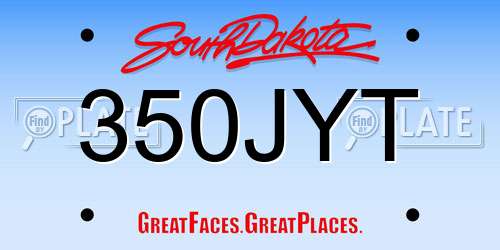 350JYT South Dakota License Plate
