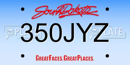 350JYZ South Dakota License Plate