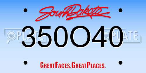 350O40 South Dakota License Plate
