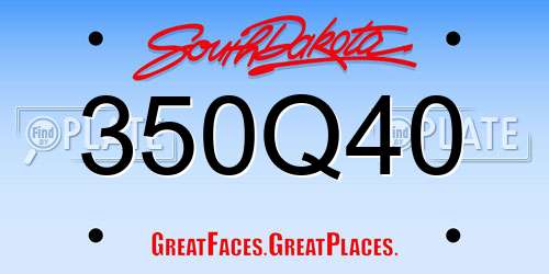 350Q40 South Dakota License Plate