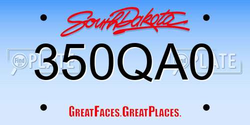 350QA0 South Dakota License Plate
