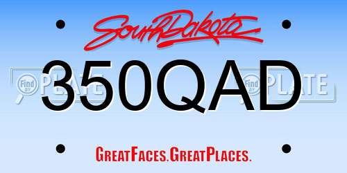 350QAD South Dakota License Plate