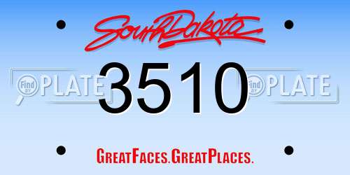 3510 South Dakota License Plate