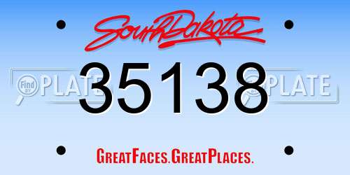 35138 South Dakota License Plate