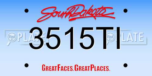 3515TI South Dakota License Plate