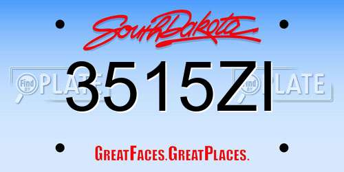 3515ZI South Dakota License Plate