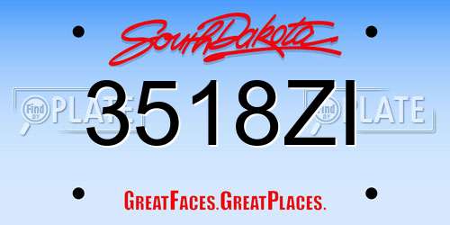 3518ZI South Dakota License Plate