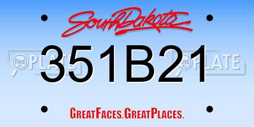351B21 South Dakota License Plate