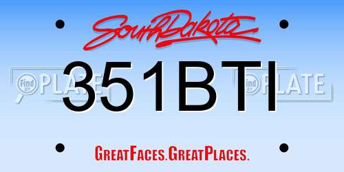 351BTI South Dakota License Plate