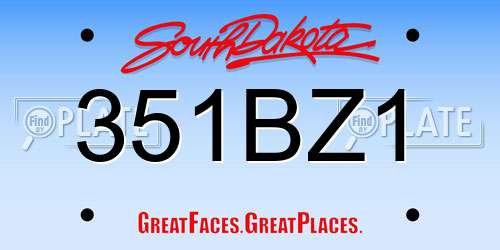 351BZ1 South Dakota License Plate
