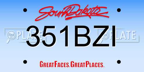 351BZI South Dakota License Plate
