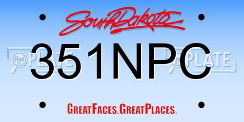 351NPC South Dakota License Plate