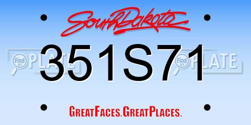 351S71 South Dakota License Plate