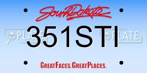 351STI South Dakota License Plate
