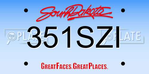 351SZI South Dakota License Plate