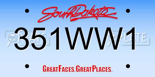 351WW1 South Dakota License Plate