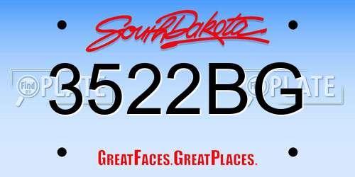 3522BG South Dakota License Plate