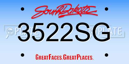 3522SG South Dakota License Plate